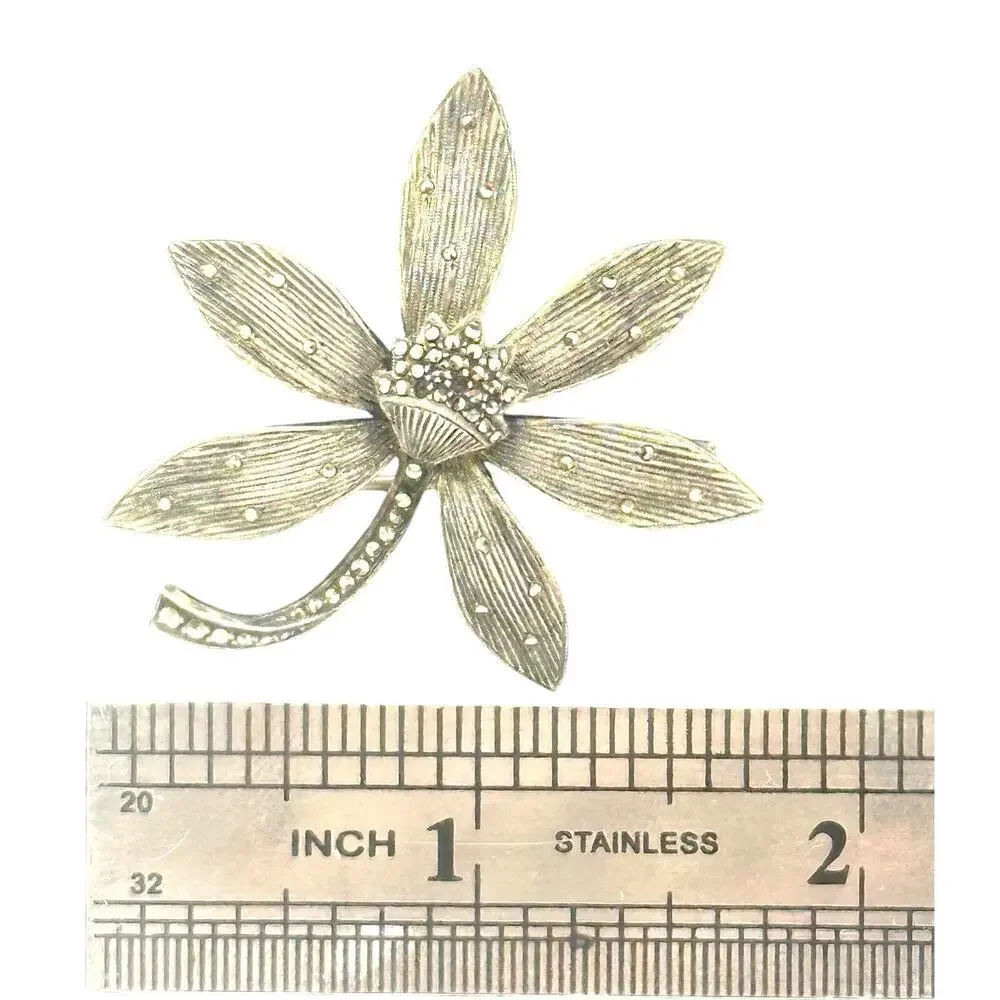 Theodore Fahrner Rare Sterling & Marcasite Pin Vintage Brooch Original Old 925